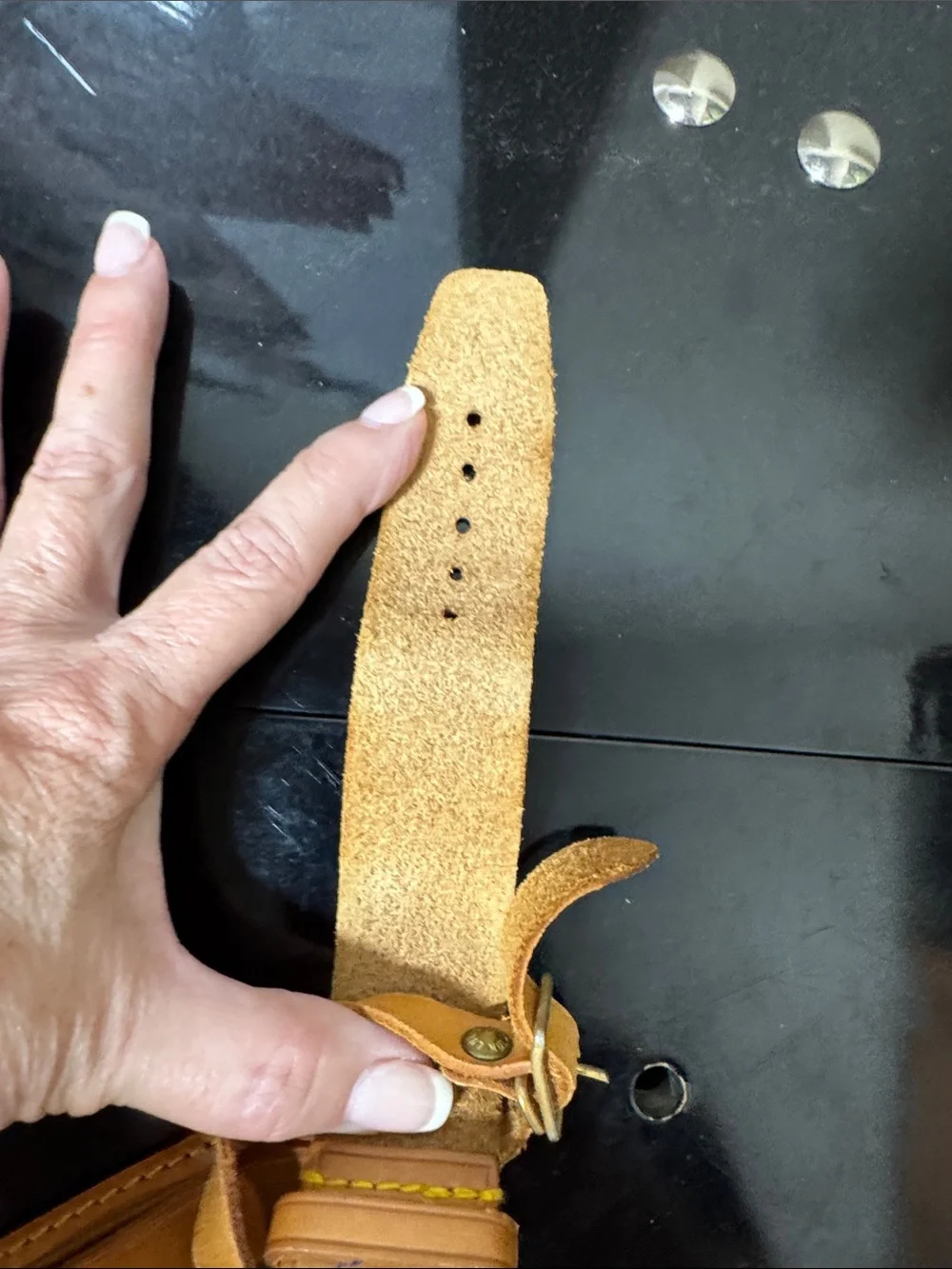 Louis Vuitton Original Brown Leather  Luggage Tag & Poignet Set
